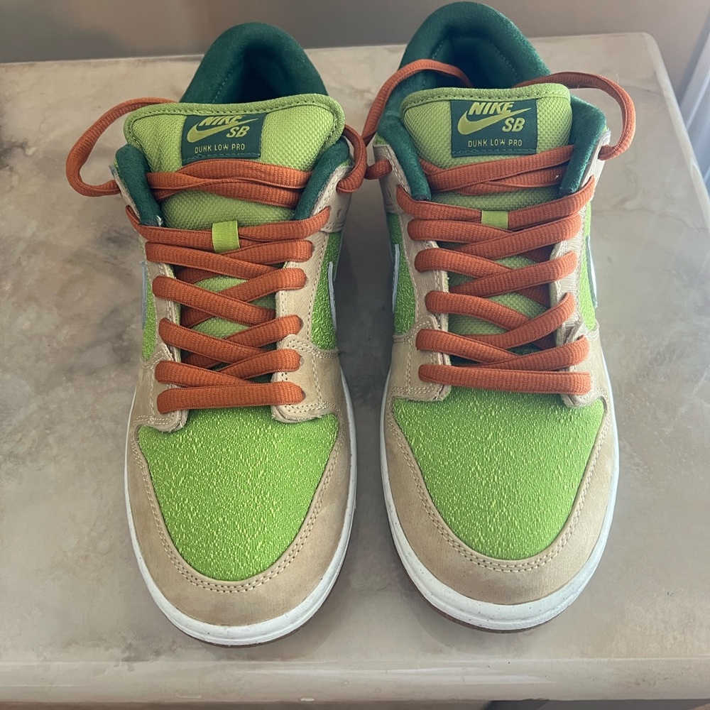 Nike SB Dunk Low Pro Lime Green and Beige Shoes